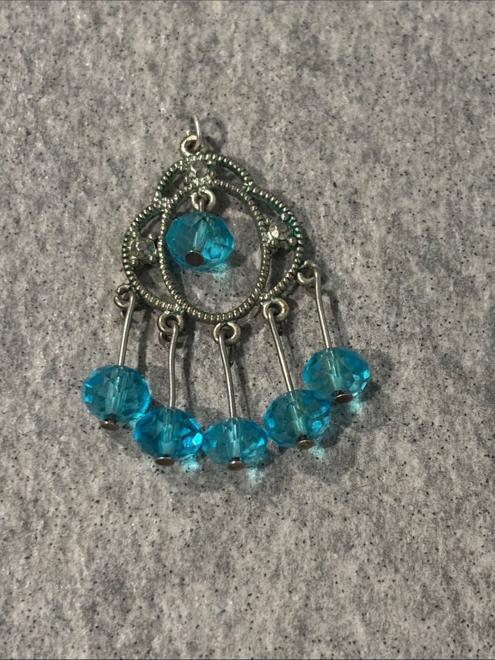 Vintage-Style Blue Glass/Crystal Bead Drop Pendant